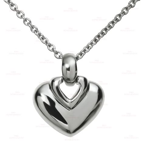 18k white gold heart pendant.